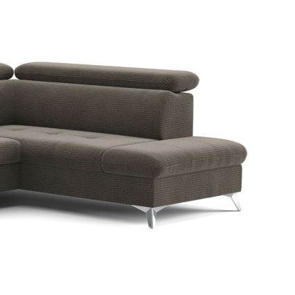 Sofá de canto reclinável em U CATANIA com espaço de armazenamento, lado direito, cor marrom