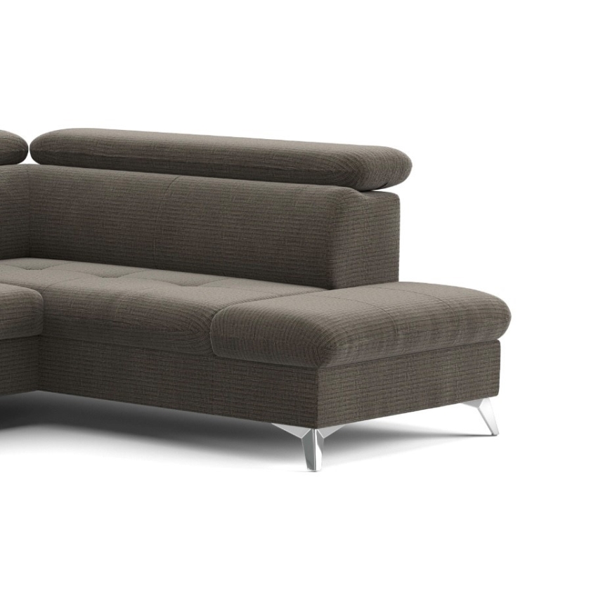 Sofá de canto reclinável em U CATANIA com espaço de armazenamento, lado direito, cor marrom