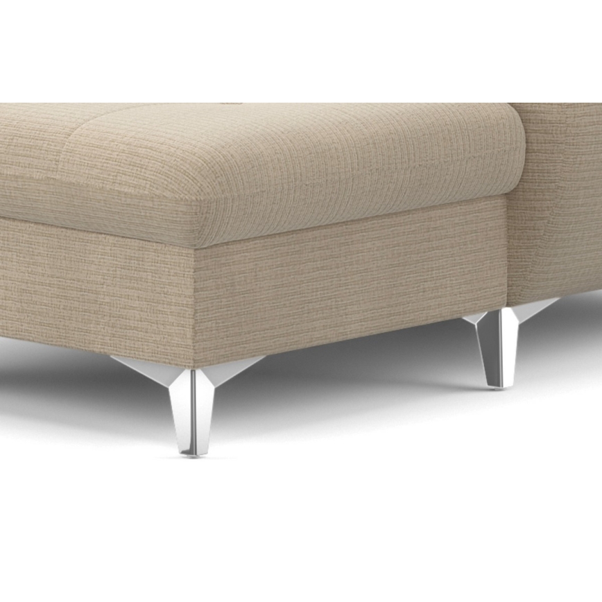 Sofá de canto reclinável em U CATANIA com espaço de armazenamento, lado esquerdo, bege