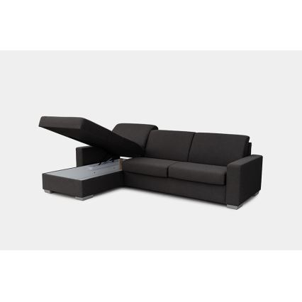Sofá-cama de canto desdobrável para uso diário com espaço de arrumação em L LEKA esquerdo castanho