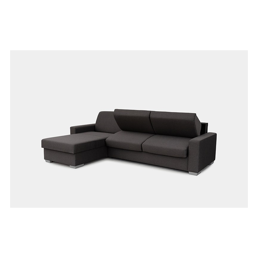 Sofá-cama de canto desdobrável para uso diário com espaço de arrumação em L LEKA esquerdo castanho