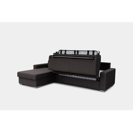 Sofá-cama de canto desdobrável para uso diário com espaço de arrumação em L LEKA esquerdo castanho