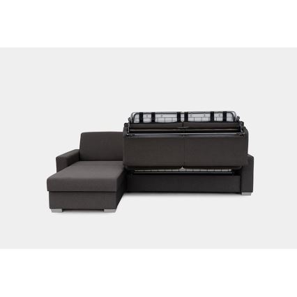 Sofá-cama de canto desdobrável para uso diário com espaço de arrumação em L LEKA esquerdo castanho
