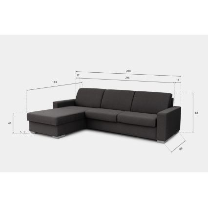 Sofá-cama de canto desdobrável para uso diário com espaço de arrumação em L LEKA esquerdo castanho