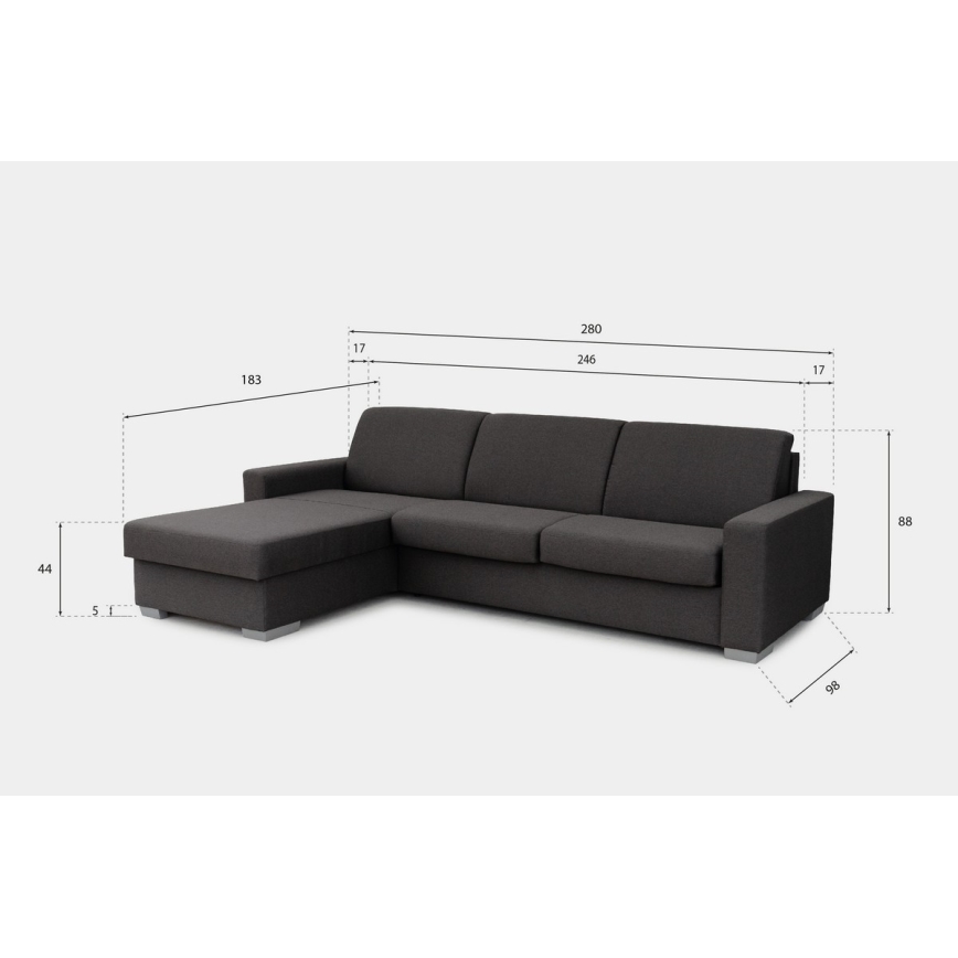 Sofá-cama de canto desdobrável para uso diário com espaço de arrumação em L LEKA esquerdo castanho