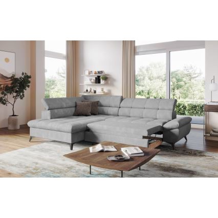 Sofá de canto reclinável em L MARANO esquerdo cinza