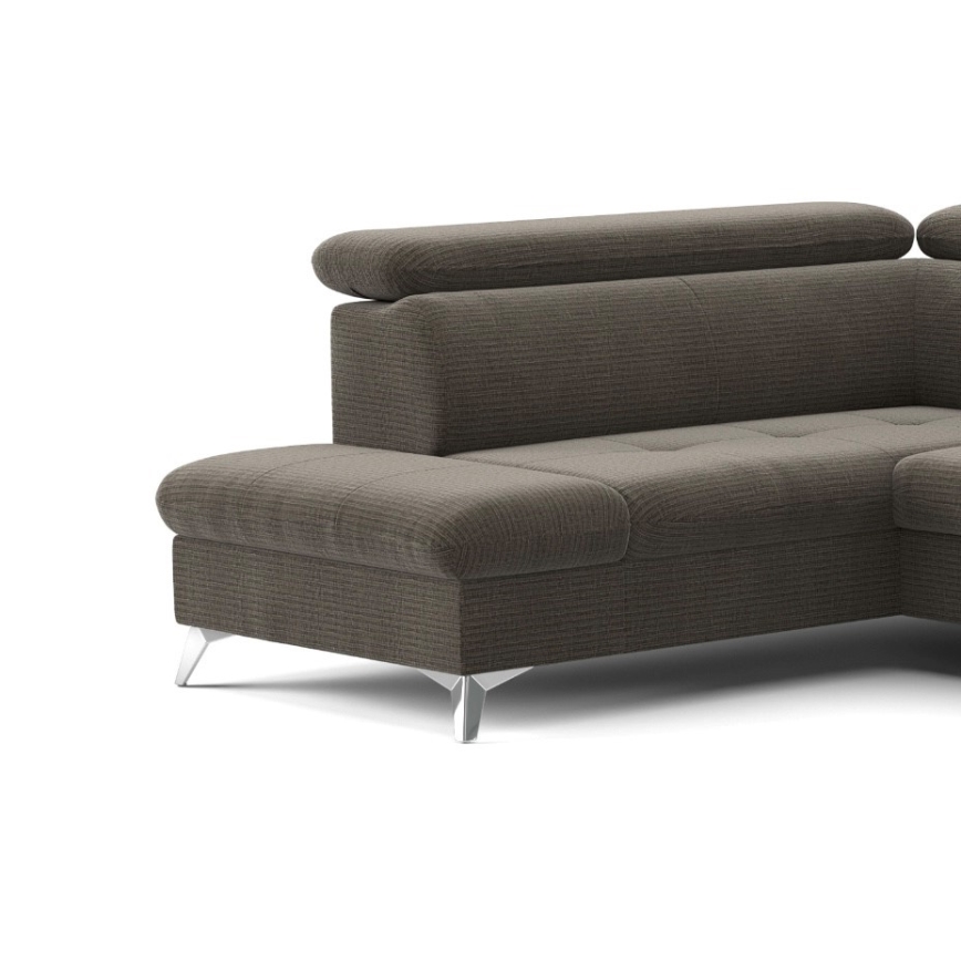 Sofá de canto reclinável em U CATANIA com espaço de armazenamento, lado esquerdo, cor castanha