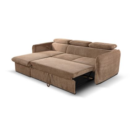 Sofá de canto em L reclinável com espaço de armazenamento BEJA bege esquerdo