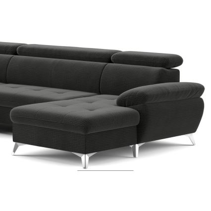 Sofá de canto reclinável em U CATANIA com espaço de armazenamento, lado esquerdo, grafite