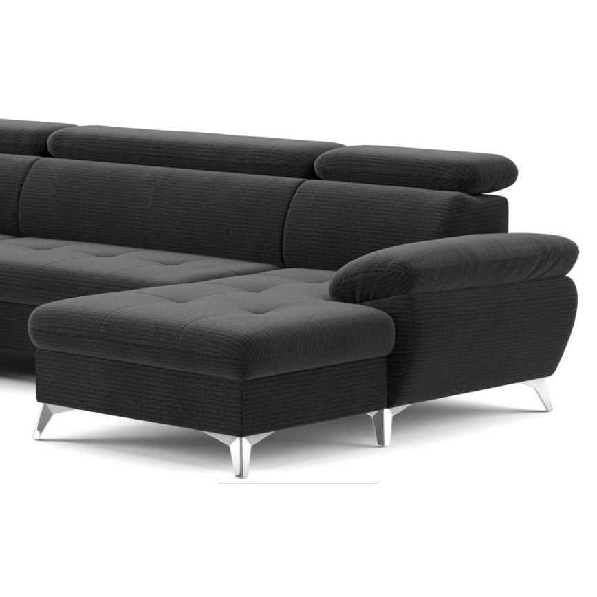 Sofá de canto reclinável em U CATANIA com espaço de armazenamento, lado esquerdo, grafite