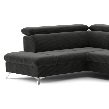 Sofá de canto reclinável em U CATANIA com espaço de armazenamento, lado esquerdo, grafite
