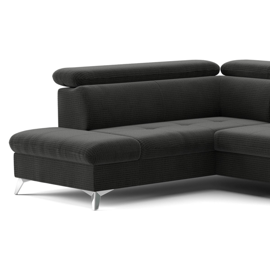 Sofá de canto reclinável em U CATANIA com espaço de armazenamento, lado esquerdo, grafite