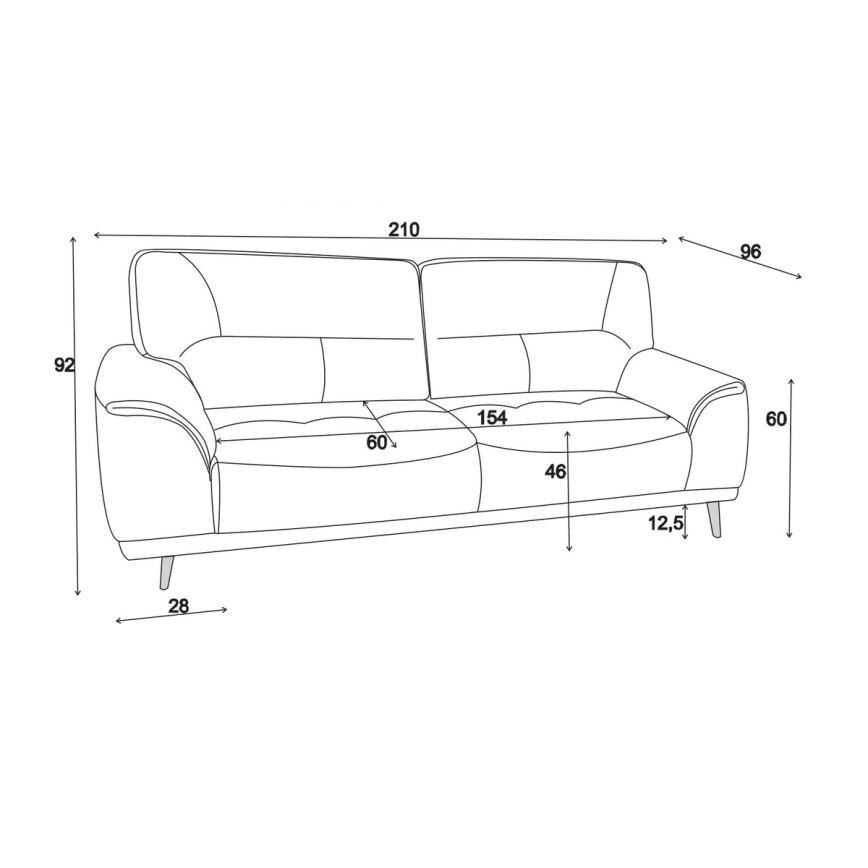 Sofá de três lugares LIVORNO cinza