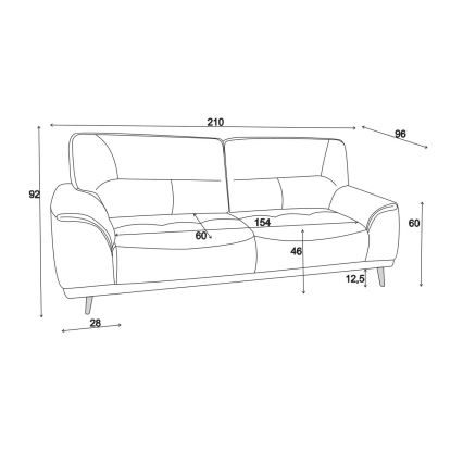 Sofá de três lugares LIVORNO preto