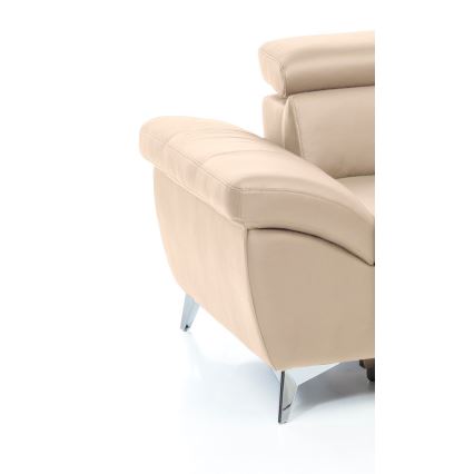 Sofá de canto em L reclinável em couro SALERNO II, lado direito, bege