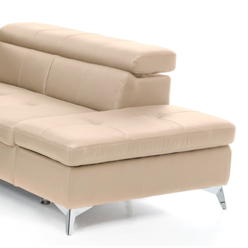 Sofá de canto em L reclinável em couro SALERNO II, lado direito, bege