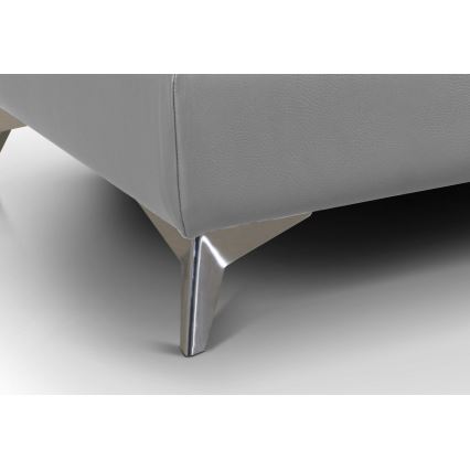 Sofá de canto em L de couro reclinável SALERNO II direito cinza