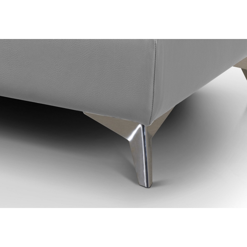 Sofá de canto em L reclinável em couro SALERNO II esquerdo cinza