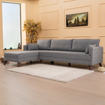 Sofá de canto em L KORFU, cinzento, canto esquerdo