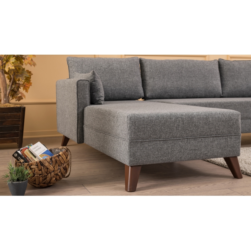 Sofá de canto em L KORFU, cinzento, canto esquerdo