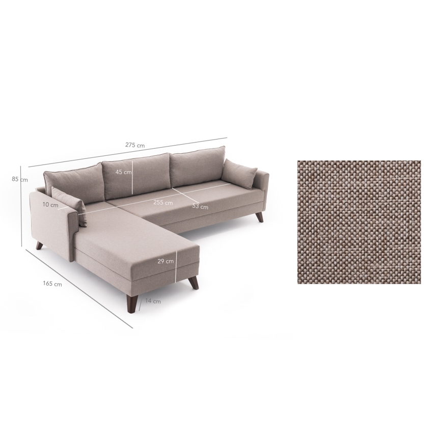 Sofá de canto em L KORFU, creme, versão esquerda