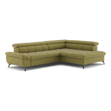 Sofá de canto em L MARANO desdobrável, lado direito, cor oliva