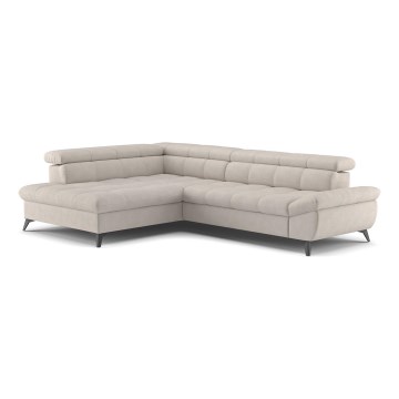 Sofá de canto em L MARANO desdobrável, lado esquerdo, bege