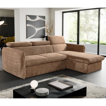 Sofá de canto em L reclinável com espaço de armazenamento BEJA bege, lado direito