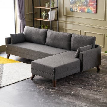 Sofá de canto em L RIGA antracite, lado direito