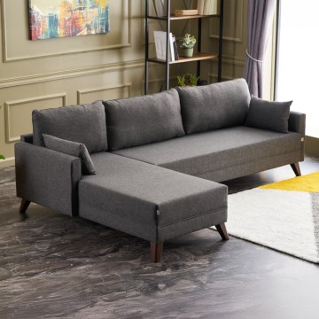 Sofá de canto em L RIGA, antracite, lado esquerdo