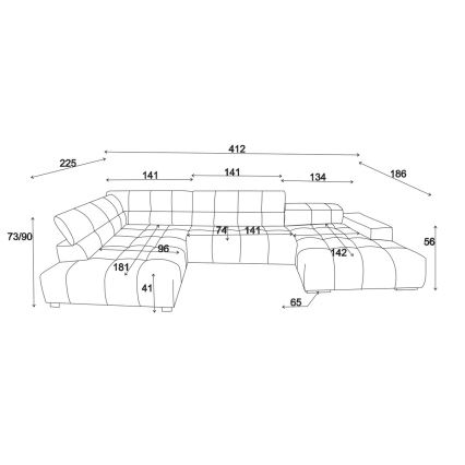 Sofá de canto em U TROPEA esquerdo castanho