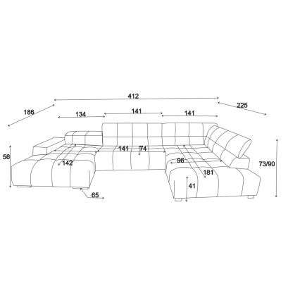 Sofá de canto em U TROPEA, lado direito, cor marrom