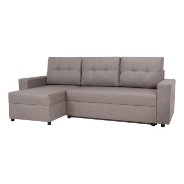 Sofá de canto universal com função de dormir e espaço de arrumação SEVILLA cinza