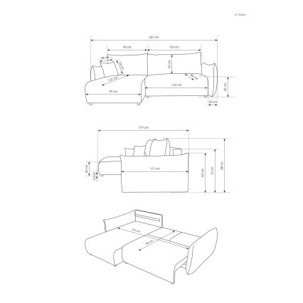 Sofá-cama de canto universal em L com arrumação integrada FRIDA castanho
