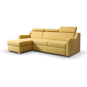 Sofá de canto versátil e conversível com baú PORTO amarelo