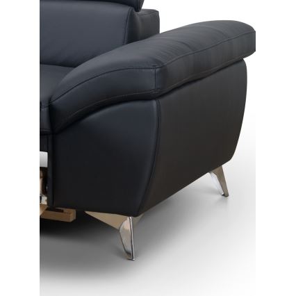 Sofá de canto em L reclinável em couro SALERNO II esquerdo preto