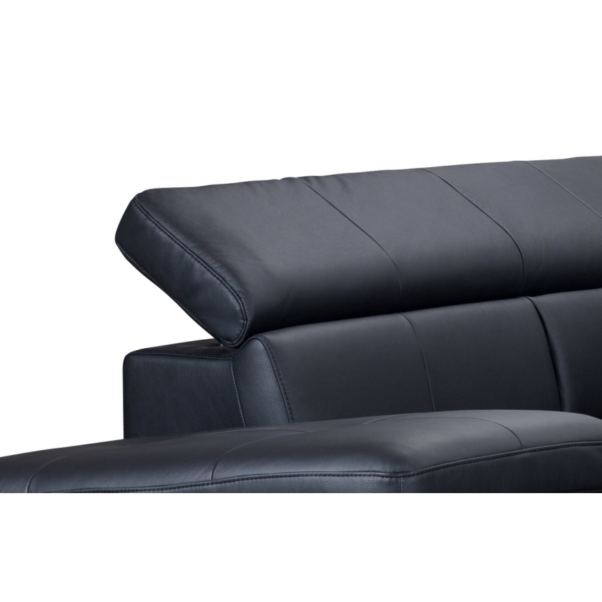 Sofá de canto em L reclinável em couro SALERNO II esquerdo preto