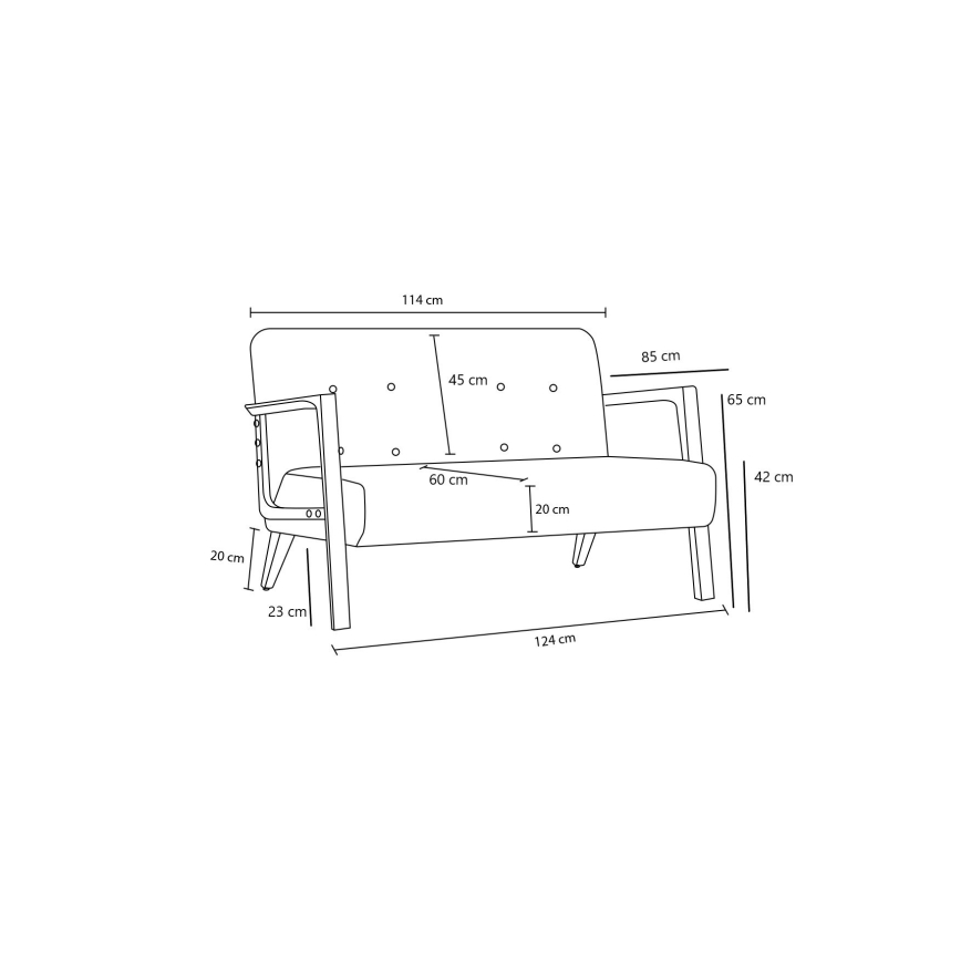 Sofá de dois lugares TUMI antracite