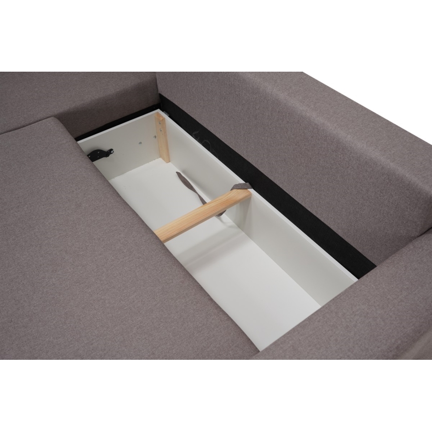 Sofá de canto universal com função de dormir e espaço de arrumação SEVILLA cinza