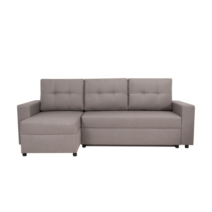 Sofá de canto universal com função de dormir e espaço de arrumação SEVILLA cinza