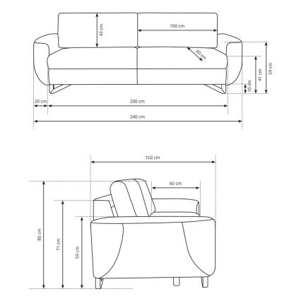Sofá de três lugares AVESTA cinzento