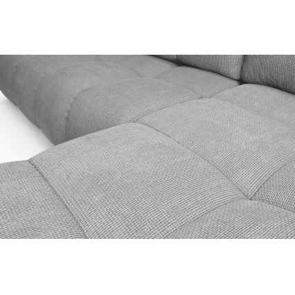 Sofá-cama de canto estofado ALMADA em L, com arrumação, lado direito, cinzento