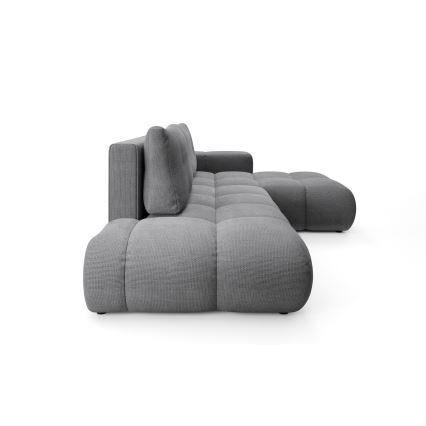 Sofá-cama de canto estofado ALMADA em L, com arrumação, lado direito, cinzento