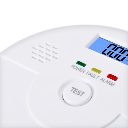 Detetor de monóxido de carbono (CO) com alarme 9V