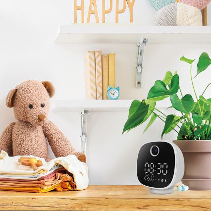 Câmara inteligente com despertador, termómetro e luz LED 1296p 3Mpx 5V Wi-Fi Tuya IP65