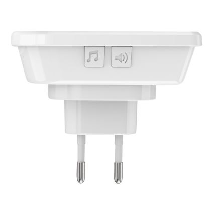 Campainha Sem Fios Plug-in 230V + 2x botão 2xCR2032 IP56 branco