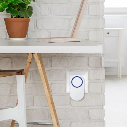 Campainha Sem Fios Plug-in 230V/1xCR2032 IP56 branco