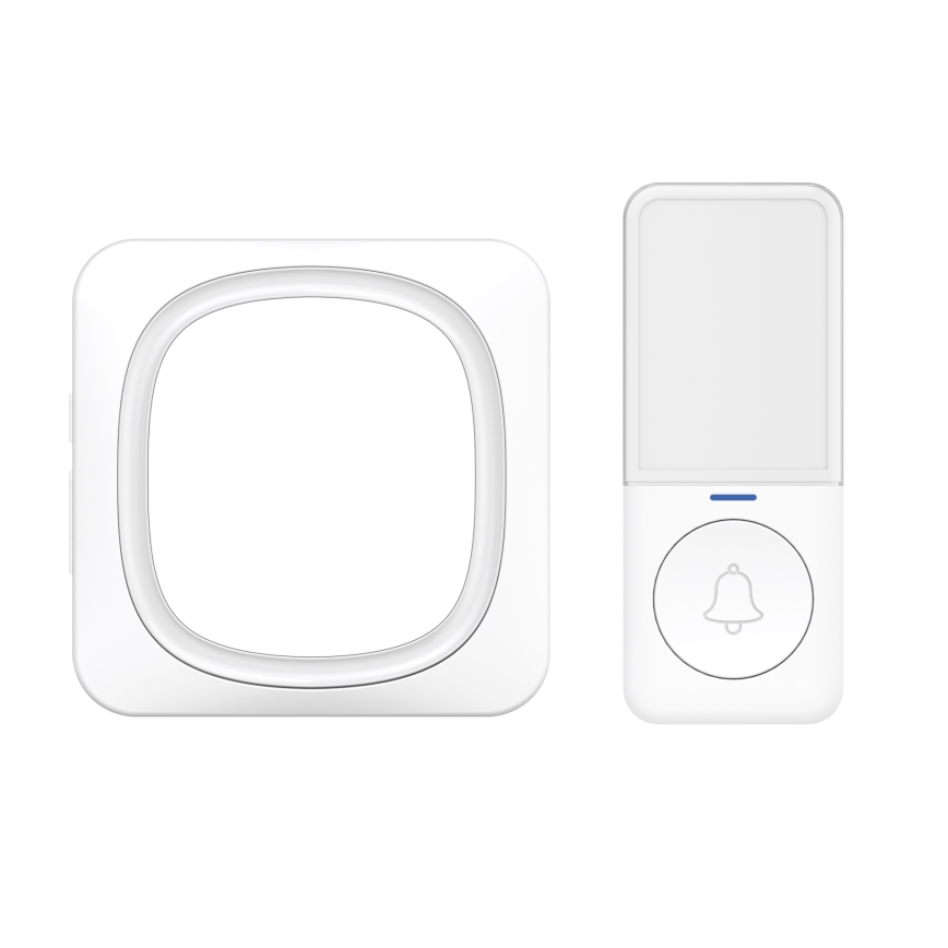 Campainha de tomada sem fios com iluminação LED 230V/1xCR2032 IP56 branco