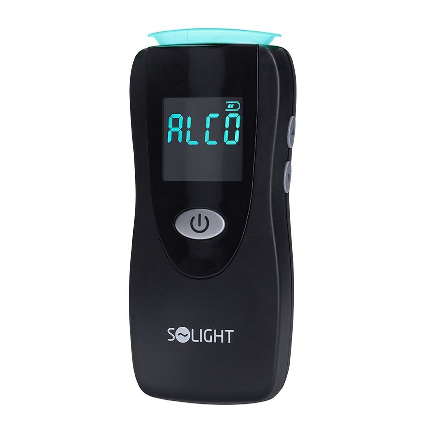Testador profissional sem contacto de álcool Fuel Cell — intervalo 0,0 - 5,0‰ BAC, sensibilidade 0,08‰, alimentado por 3x pilhas AA