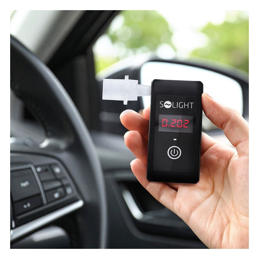 Etilómetro recarregável mini com célula de combustível, 0,0 - 5,0‰ BAC, sensibilidade 0,08‰, 5V